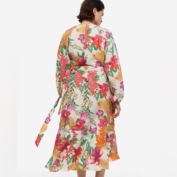 H&M Floral Wrap Viscose Dress New - Picture 8 of 12